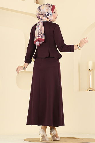 moda selvim طقم خمري 2748SL432 - Thumbnail