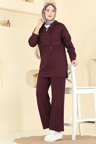 moda selvim طقم خمري 2749AYD574 - Thumbnail