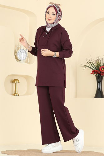 moda selvim طقم خمري 2749AYD574 - Thumbnail