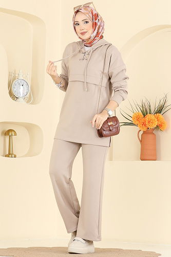 moda selvim طقم بيج 2749AYD574 - Thumbnail