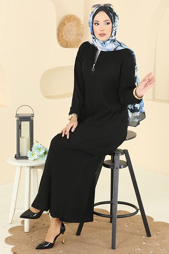 moda selvim طقم أسود 2750AYD574 - Thumbnail