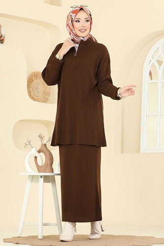 moda selvim طقم بني 2750AYD574 - Thumbnail