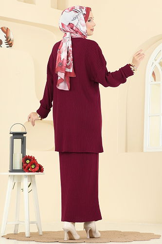 moda selvim طقم خمري 2750AYD574 - Thumbnail