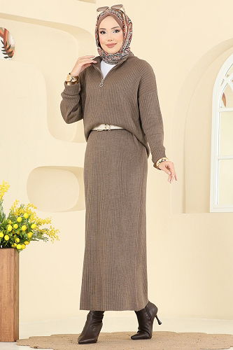 moda selvim طقم بيج غامق 2750AYD574 - Thumbnail