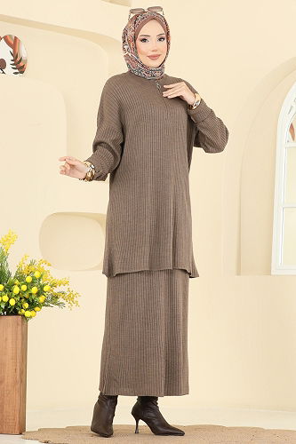 moda selvim طقم بيج غامق 2750AYD574 - Thumbnail