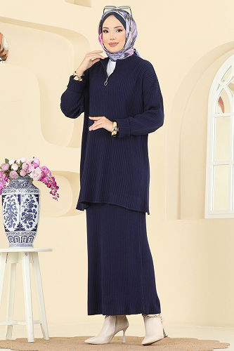 moda selvim طقم كحلي 2750AYD574 - Thumbnail