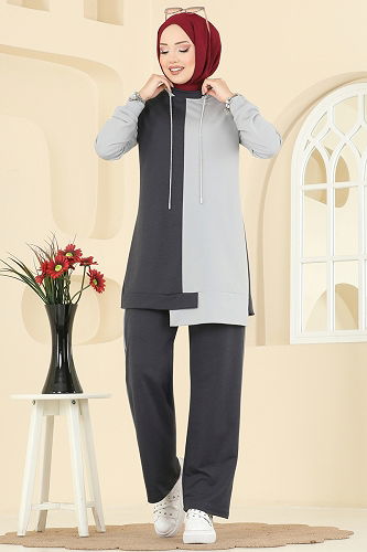 moda selvim طقم رمادي غامق & رمادي 2750SL432 - Thumbnail