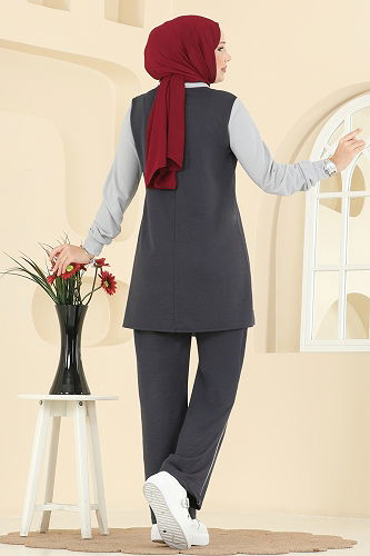 moda selvim طقم رمادي غامق & رمادي 2750SL432 - Thumbnail