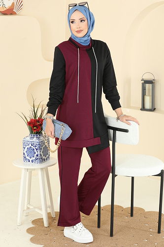 moda selvim طقم خمري 2750SL432 - Thumbnail