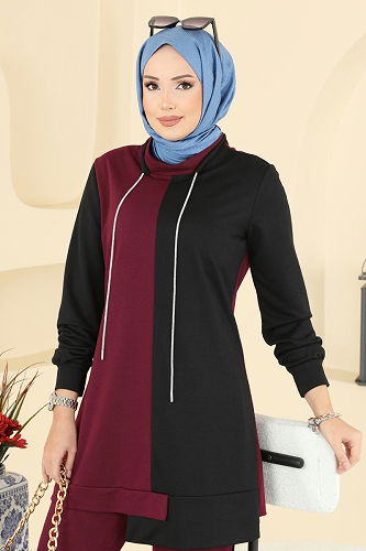 moda selvim طقم خمري 2750SL432 - Thumbnail