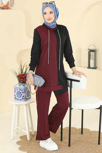 moda selvim طقم خمري 2750SL432 - Thumbnail