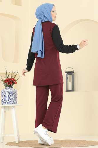 moda selvim طقم خمري 2750SL432 - Thumbnail