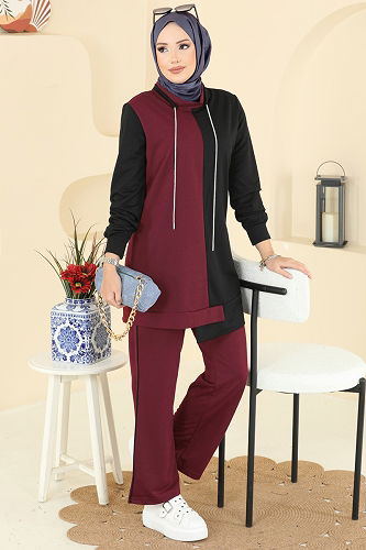 moda selvim طقم خمري 2750SL432 - Thumbnail