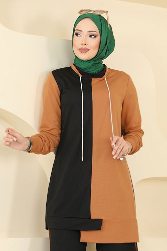 moda selvim طقم خردلي وأسود 2750SL432 - Thumbnail