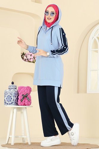 moda selvim طقم أزرق فاتح &كحلي 2751SL432 - Thumbnail