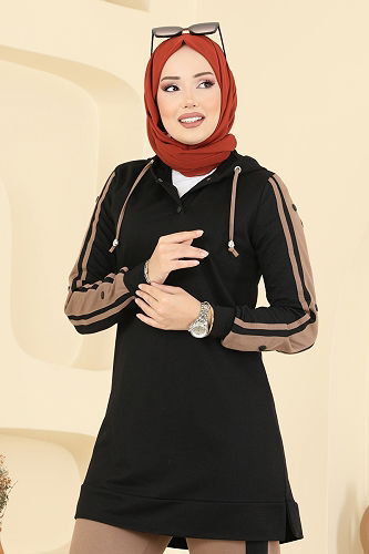 moda selvim طقم أسود وبيج غامق 2751SL432 - Thumbnail