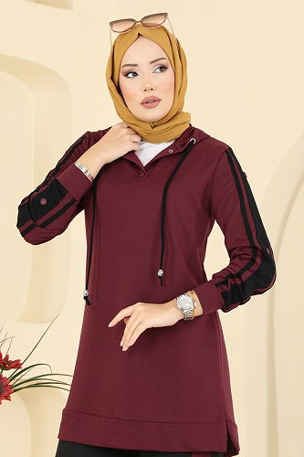 moda selvim طقم خمري و أسود 2751SL432 - Thumbnail