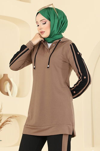 moda selvim طقم بيج غامق واسود 2751SL432 - Thumbnail