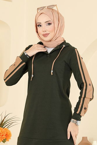 moda selvim طقم أخضر عفني ولاتيه 2751SL432 - Thumbnail