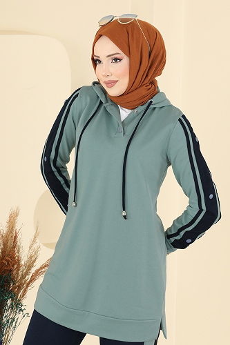 moda selvim طقم أخضر باهت وكحلي 2751SL432 - Thumbnail