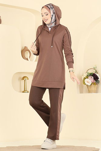 moda selvim طقم بيج وردي وبني 2751SL432 - Thumbnail