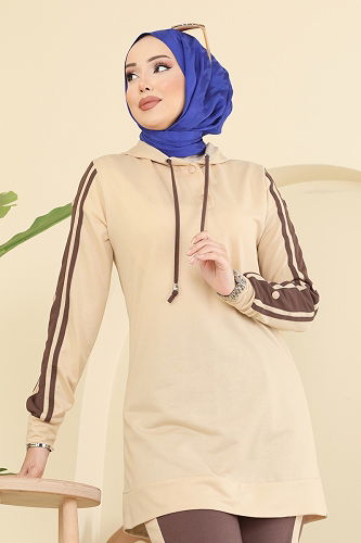 moda selvim طقم بيج ووردي 2751SL432 - Thumbnail