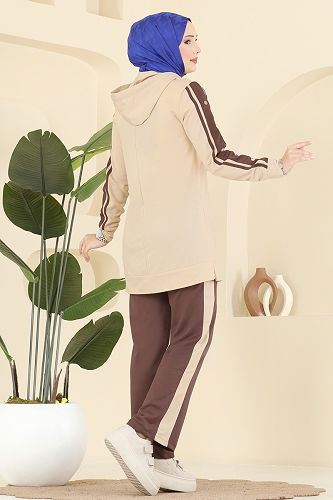 moda selvim طقم بيج ووردي 2751SL432 - Thumbnail