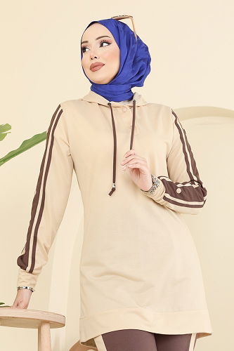 moda selvim طقم بيج ووردي 2751SL432 - Thumbnail