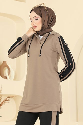 moda selvim طقم بيج وأسود 2751SL432 - Thumbnail