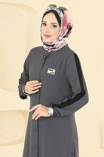 moda selvim طقم رمادي غامق 2752SL432 - Thumbnail