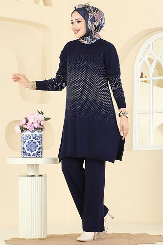 moda selvim طقم كحلي 2754AYD574 - Thumbnail