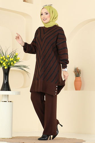 moda selvim طقم بني 2755AYD574 - Thumbnail