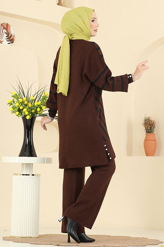 moda selvim طقم بني 2755AYD574 - Thumbnail