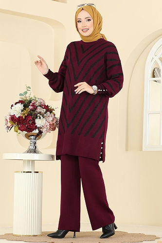 moda selvim طقم خمري 2755AYD574 - Thumbnail