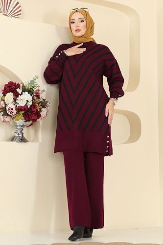 moda selvim طقم خمري 2755AYD574 - Thumbnail