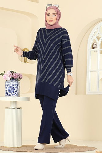 moda selvim طقم كحلي 2755AYD574 - Thumbnail