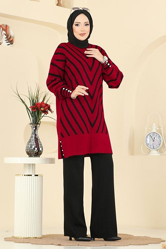 moda selvim طقم أحمر و أسود 2755AYD574 - Thumbnail