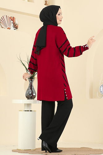 moda selvim طقم أحمر و أسود 2755AYD574 - Thumbnail