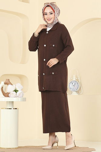 moda selvim طقم بني 2756AYD574 - Thumbnail