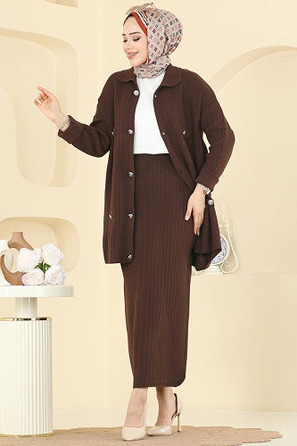 moda selvim طقم بني 2756AYD574 - Thumbnail