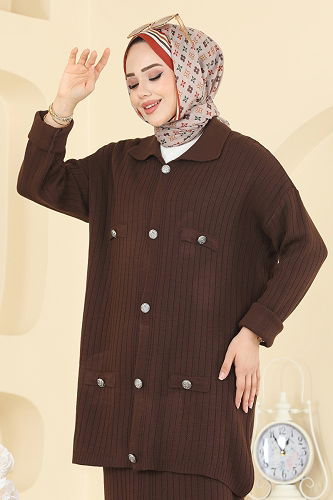 moda selvim طقم بني 2756AYD574 - Thumbnail