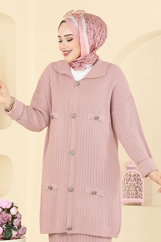 moda selvim طقم بيج وردي 2756AYD574 - Thumbnail