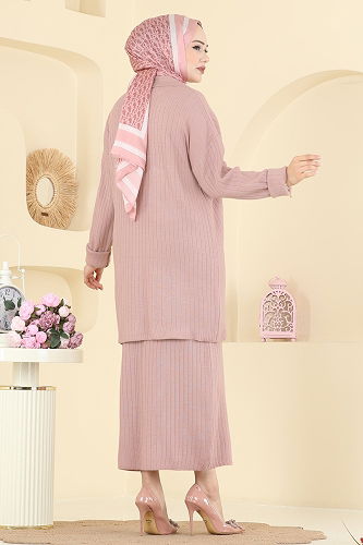 moda selvim طقم بيج وردي 2756AYD574 - Thumbnail