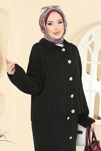 moda selvim طقم أسود 2757AYD574 - Thumbnail