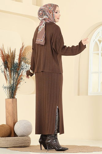 moda selvim طقم بني 2757AYD574 - Thumbnail