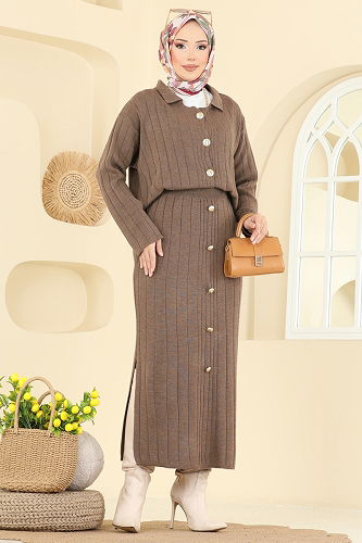 moda selvim طقم بيج غامق 2757AYD574 - Thumbnail