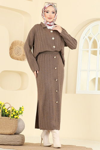 moda selvim طقم بيج غامق 2757AYD574 - Thumbnail