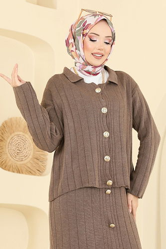 moda selvim طقم بيج غامق 2757AYD574 - Thumbnail