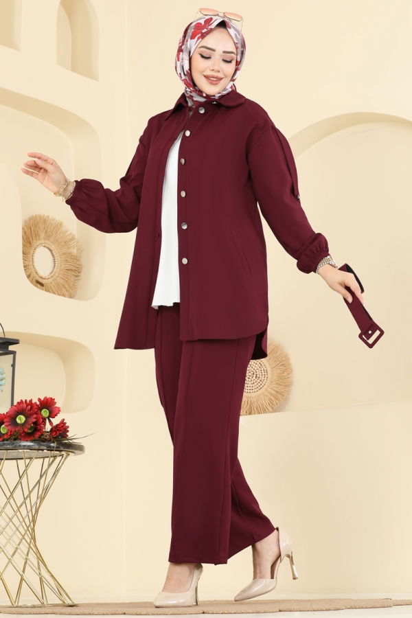 Modaselvim Hijab Combinations Combined 2757SL432 Burgundy