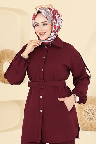 moda selvim طقم خمري 2757SL432 - Thumbnail